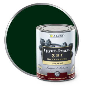 Грунт-эмаль 3 в 1 зеленый мох, 0,8 кг