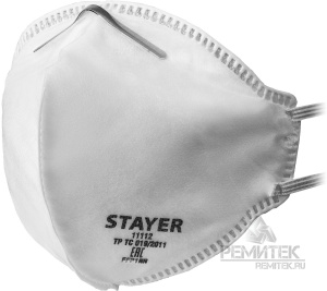 Полумаска плоская фильтрующая FFP1 STAYER F-80 код 11112_z01